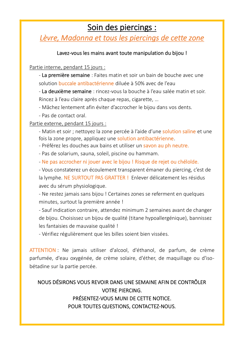 Fiche soins — Lèvre